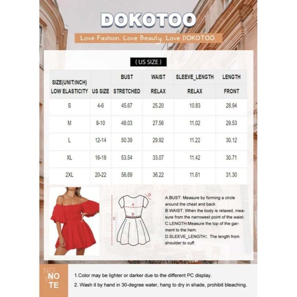 Womens Off The Shoulder Summer Dresses 2024 Short Lantern Sleeve Ruffle Elastic - Picture 6 of 6